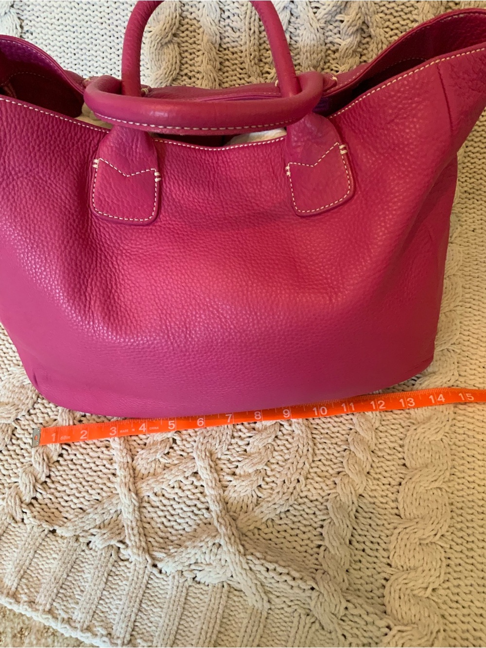 Ann Taylor Fuchsia Soft Pebbled Leather Tote - Picture 9 of 14